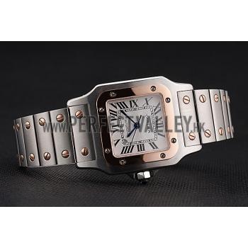 Swiss Cartier Santos De Cartier Galbee Rose Gold and Steel Case Steel Bracelet Small  622645