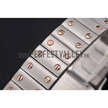 Swiss Cartier Santos De Cartier Galbee Rose Gold and Steel Case Steel Bracelet Small  622645