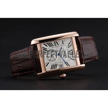 Cheap Cartier Tank MC White Dial Gold Case Brown Leather Strap  622578