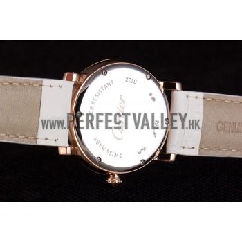 Cartier Moonphase Rose Gold Watch with White Leather Band ct254 621373