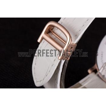 Cartier Moonphase Rose Gold Watch with White Leather Band ct254 621373