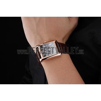 Cartier Tank MC Black Dial Gold Case Brown Leather Strap  622582 Replica