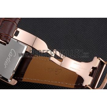 Cartier Tank MC Black Dial Gold Case Brown Leather Strap  622582 Replica