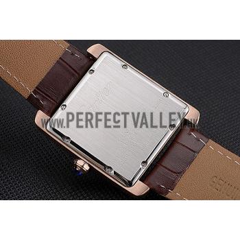 Cartier Tank MC Black Dial Gold Case Brown Leather Strap  622582 Replica