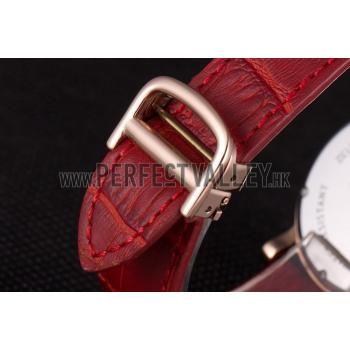 Cartier Moonphase Rose Gold Watch with Red Leather Band ct253 621372