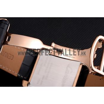 Cartier Tank MC Black Dial Gold Case Black Leather Bracelet  622694