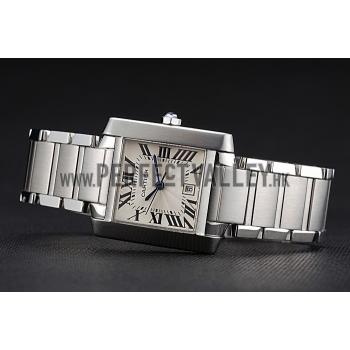 Swiss Cartier Tank Francaise Steel Case White Dial Roman Numerals Stainless Steel Bracelet  622649