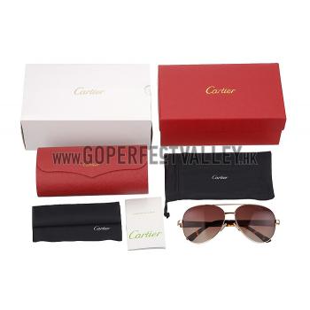 Cheap Cartier Panthere Aviator Gold Frame Brown Lense Sunglasses 308128