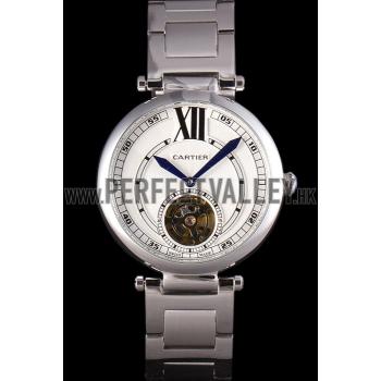 Cartier Ballon Bleu Flying Tourbillon Silver Stainelss Steel Strap  621452 Replica