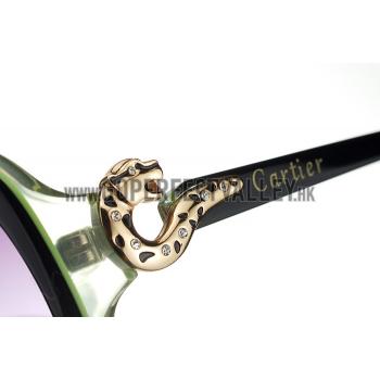 Cheap Cartier Golden Finish Panthere Detail Black And Green Frame Sunglasses 308265