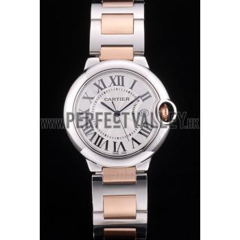 Cartier Ballon Bleu 38mm White Dial Stainless Steel Case Two Tone Rose Gold Bracelet Replica