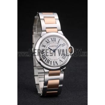 Cartier Ballon Bleu 38mm White Dial Stainless Steel Case Two Tone Rose Gold Bracelet Replica