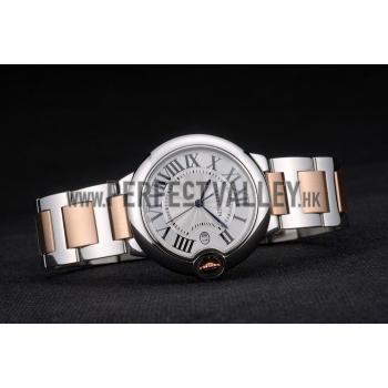 Cartier Ballon Bleu 38mm White Dial Stainless Steel Case Two Tone Rose Gold Bracelet Replica