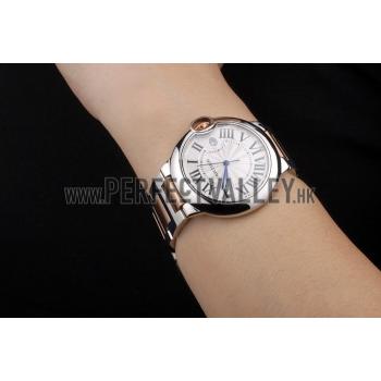 Cartier Ballon Bleu 38mm White Dial Stainless Steel Case Two Tone Rose Gold Bracelet Replica