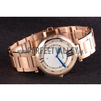 Cartier Ballon Bleu Rose Gold Stainelss Steel Strap White Dial  621453