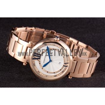 Cartier Ballon Bleu Rose Gold Stainelss Steel Strap White Dial  621453