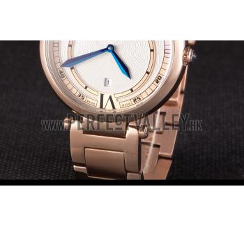 Cartier Ballon Bleu Rose Gold Stainelss Steel Strap White Dial  621453