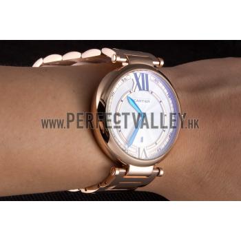 Cartier Ballon Bleu Rose Gold Stainelss Steel Strap White Dial  621453