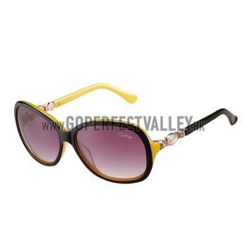 Cartier Golden Logo Detail Black And Yellow Frame Sunglasses 308277 Replica