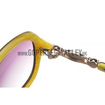 Cartier Golden Logo Detail Black And Yellow Frame Sunglasses 308277 Replica