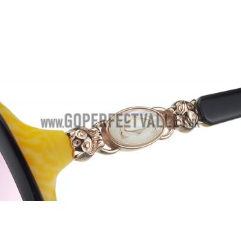 Cartier Golden Logo Detail Black And Yellow Frame Sunglasses 308277 Replica