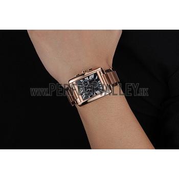 Cartier Tank MC Black Dial Rose Gold Case And Bracelet  622703 Replica