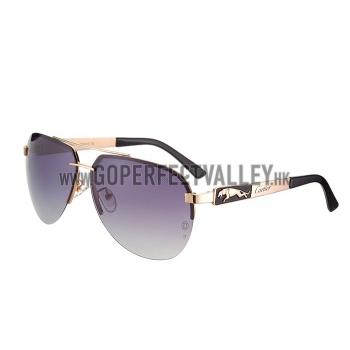 Replica Cartier Wild Panthere Detail Gold Frame Gold Temples Sunglasses 308190