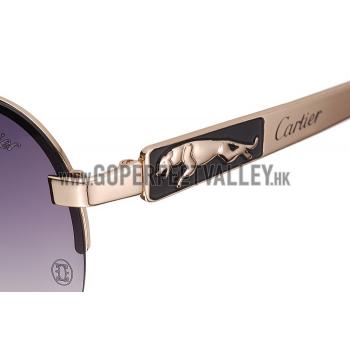 Replica Cartier Wild Panthere Detail Gold Frame Gold Temples Sunglasses 308190