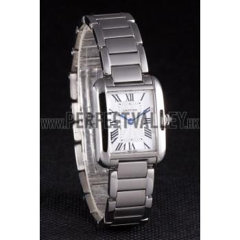 Cartier Tank Anglaise 23mm Silver Dial Stainless Steel Case And Bracelet