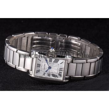 Cartier Tank Anglaise 23mm Silver Dial Stainless Steel Case And Bracelet