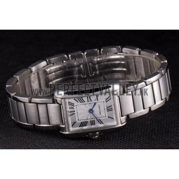 Cartier Tank Anglaise 23mm Silver Dial Stainless Steel Case And Bracelet