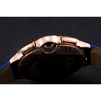 Cheap Cartier Ballon Bleu Blue Dial Gold Case Blue Leather Strap