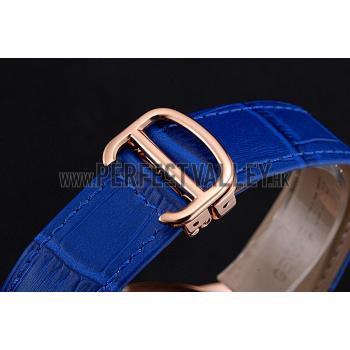 Cheap Cartier Ballon Bleu Blue Dial Gold Case Blue Leather Strap