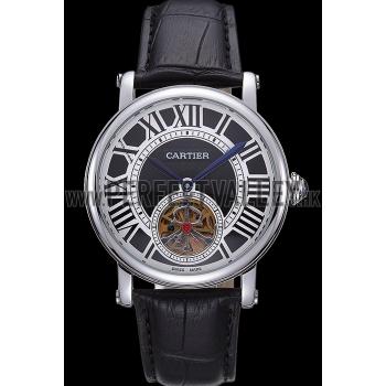 Replica Cartier Rotonde Flying Tourbillon Black Dial 621955