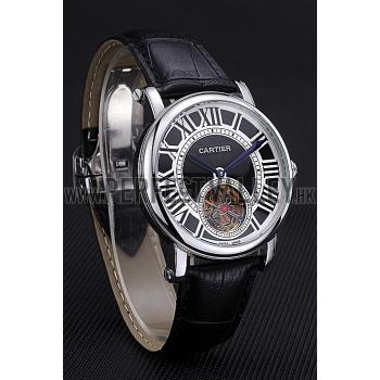 Replica Cartier Rotonde Flying Tourbillon Black Dial 621955