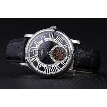 Replica Cartier Rotonde Flying Tourbillon Black Dial 621955