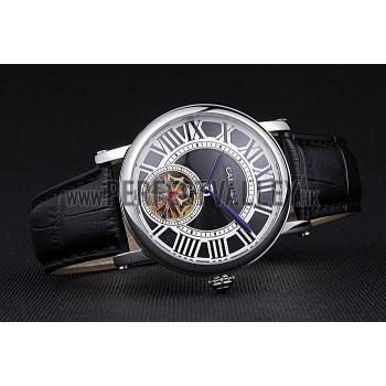 Replica Cartier Rotonde Flying Tourbillon Black Dial 621955