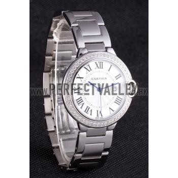 Cartier Ballon Bleu 42mm White Dial Diamonds Stainless Steel Case And Bracelet