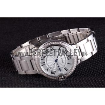 Cartier Ballon Bleu 42mm White Dial Diamonds Stainless Steel Case And Bracelet