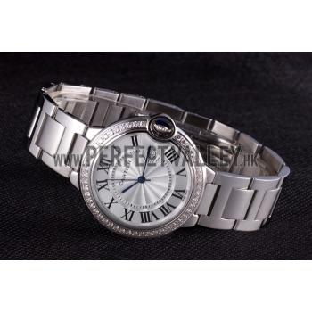 Cartier Ballon Bleu 42mm White Dial Diamonds Stainless Steel Case And Bracelet