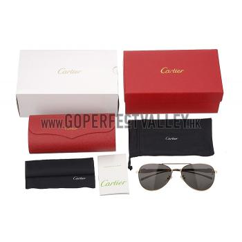 Cartier Panthere Aviator Gold Frame Light Grey Lenses Sunglasses 308186