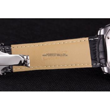 Cartier Calibre Flying Tourbillon White Dial Stainless Steel Case Black Leather Bracelet