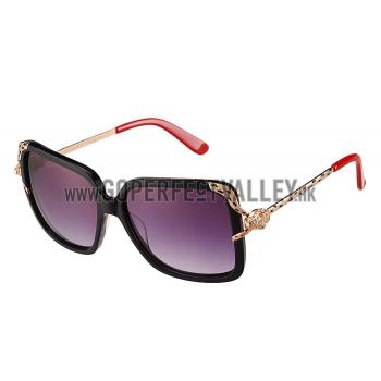 Cartier Panthere Diamond Detail Black Frame Red Temples Sunglasses 308290