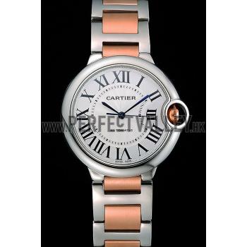 Swiss Cartier Ballon Bleu 36mm Silver Dial Stainless Steel Case Two Tone Rose Gold Bracelet  622876