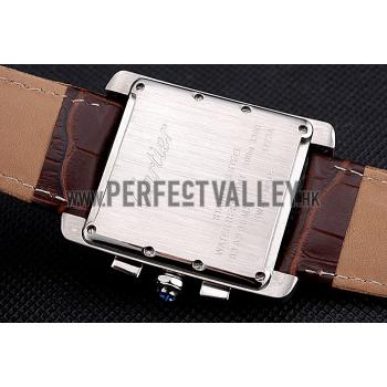 Cartier Tank MC Brown Dial Stainless Steel Case Brown Leather Bracelet  622692