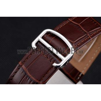 Cartier Tank MC Brown Dial Stainless Steel Case Brown Leather Bracelet  622692