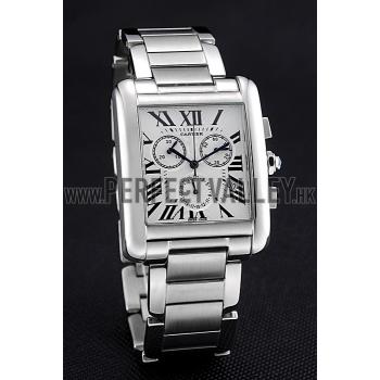 Cartier Tank MC White Dial Stainless Steel Case And Bracelet  622697 Replica