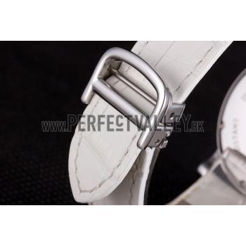 Cartier Moonphase Silver Watch with White Leather Band ct257 621376 Replica