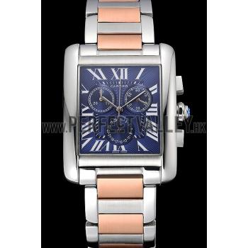 Cartier Tank MC Blue Dial Stainless Steel Case Two Tone Bracelet  622700