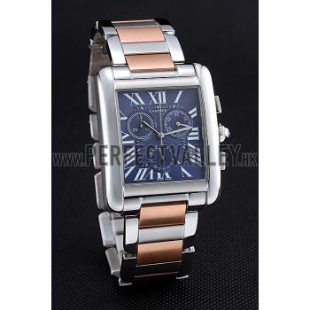 Cartier Tank MC Blue Dial Stainless Steel Case Two Tone Bracelet  622700